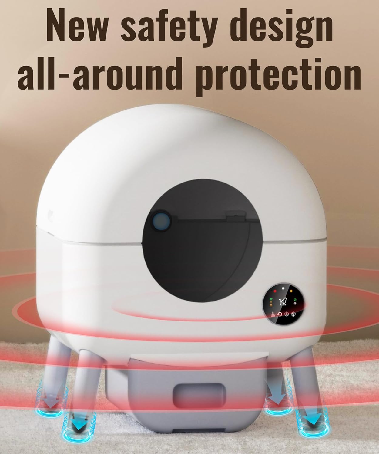 Self Cleaning Litter Box -110L Automatic Cat Litter Box Self Cleaning, All Litter Can Use, with 1 Roll Garbage Bags and Mat, App Control, Big Grey.