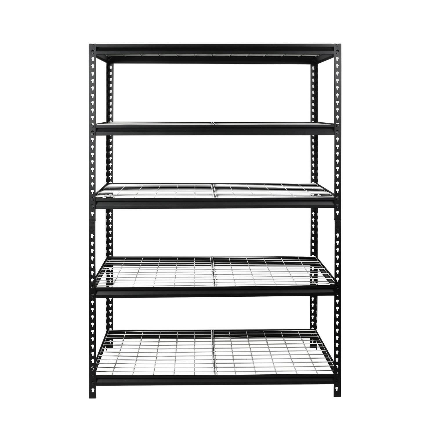 WORKPRO 48 W x 24 D x 72 H 5-Shelf Freestanding Shelves, Black and Silver