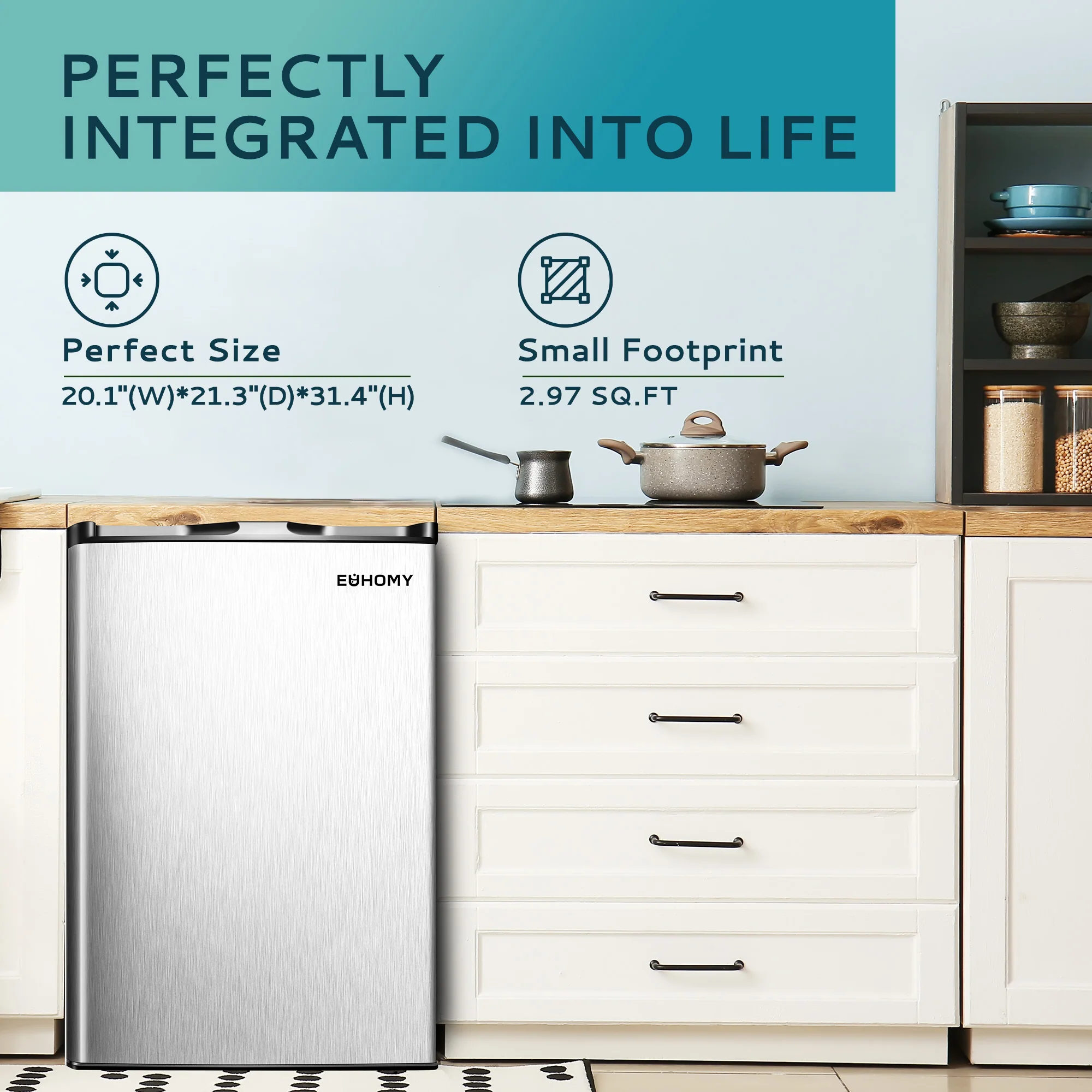 EUHOMY Compact Mini Freezer, Upright freezer Rapid Cooling