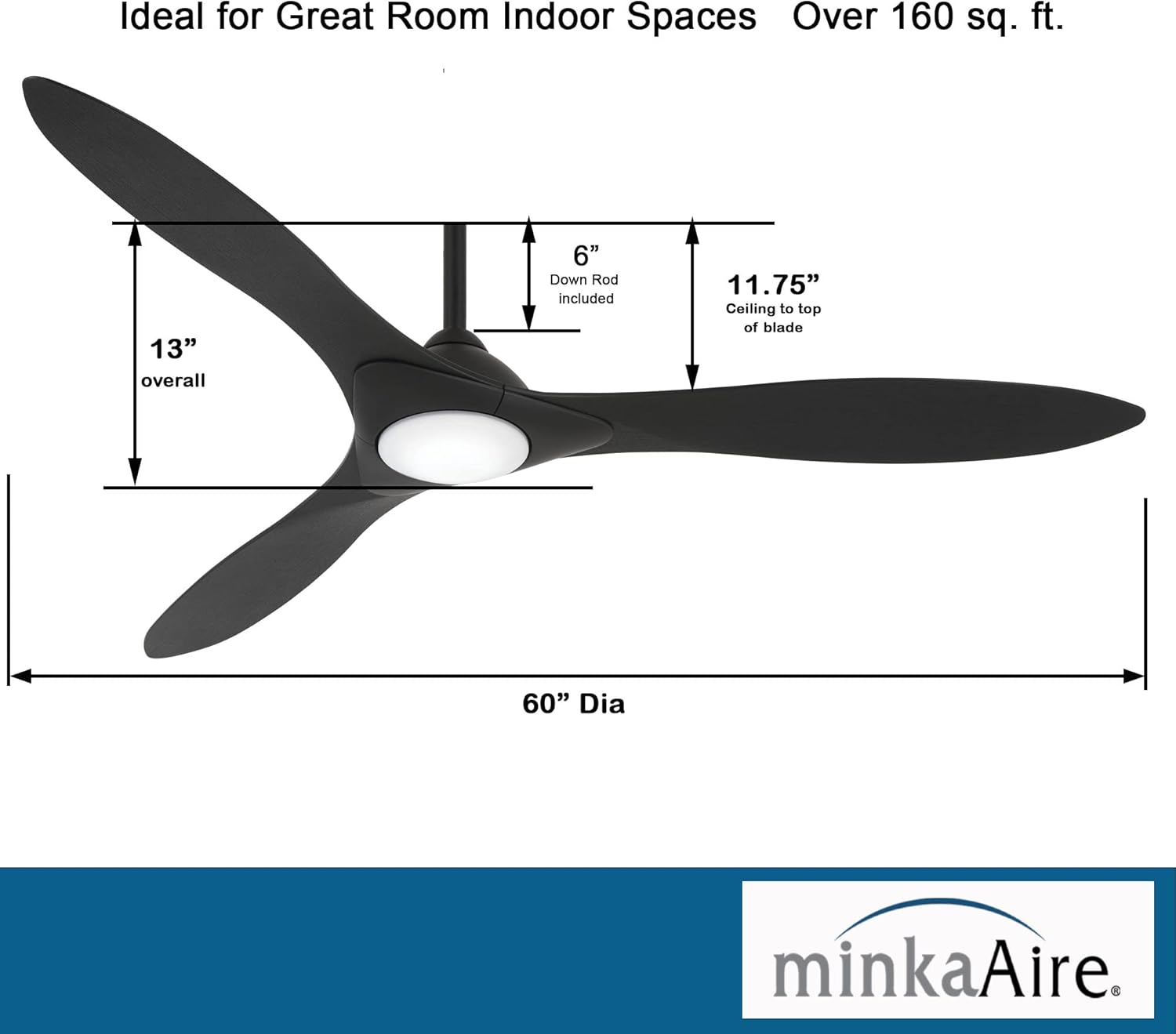 Minka-Aire Sleek 60′′ Ceiling Fan, Soft Brass/White, LED, Smart Remote/App Control, Energy Star Certified