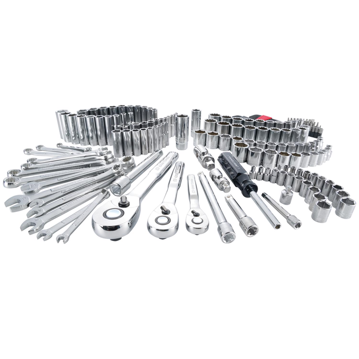 1/4, 3/8 and 1/2 in. drive Metric and SAE 6 and 12 Point Mechanic s Tool Set 189 pc