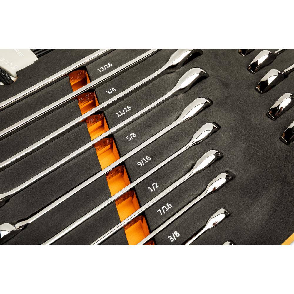 1008245829 44pc 90T SAE/Metric Combination Ratcheting Wrench   Long Arm Hex Key Set with EVA Foam Tray