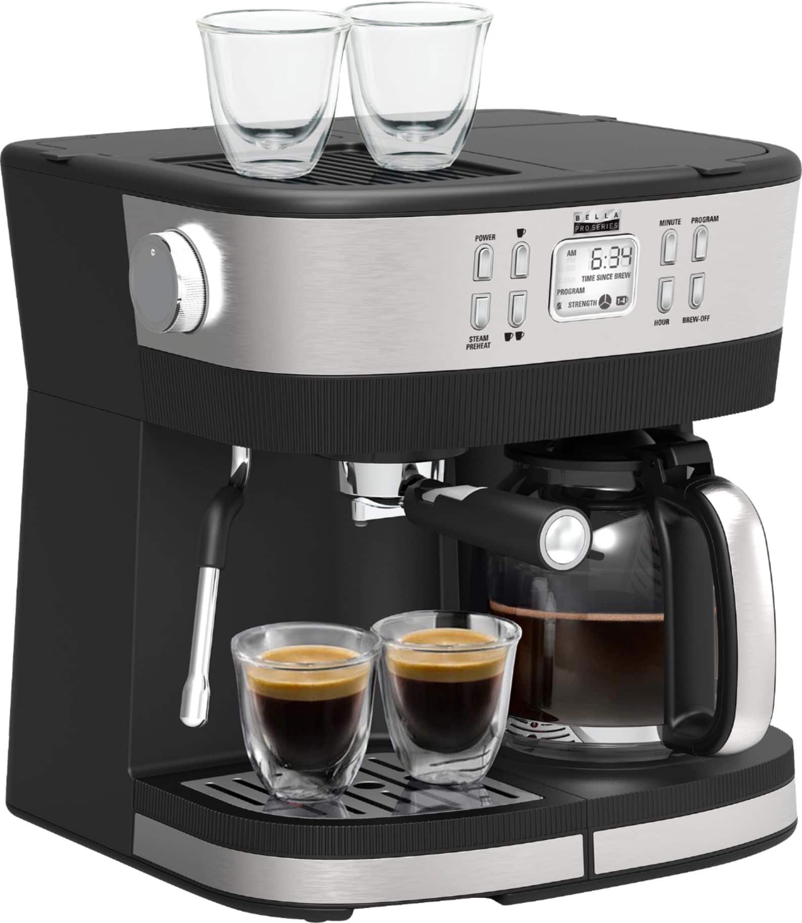 bella PRO - Combo 19-Bar Espresso and 10-Cup Drip Coffee Maker - Stainless Steel
