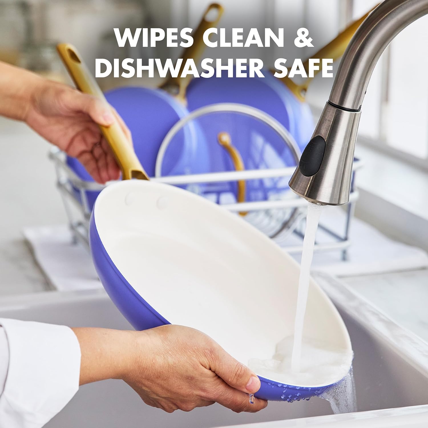 Reserve Hard Anodized Healthy Ceramic Nonstick 10 Piece Cookware Pots and Pans Set, Gold Handle, PFAS-Free, Dishwasher Safe, Oven Safe, Black