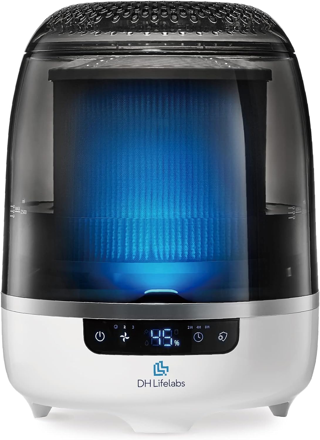 Bedroom Evaporative Humidifier, Humidifier and Air Purifier in One, with HOCL Generator, Mildew Remover, Pet Smoking Odor Eliminator, 538 Square Feet, Blue