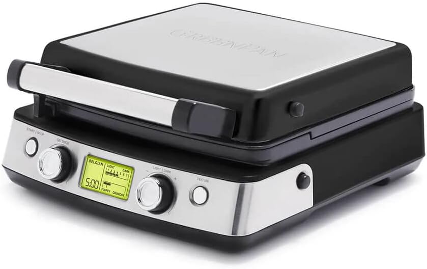 Elite 4-Square Belgian & Classic Waffle Iron, Healthy Ceramic Nonstick Aluminum Dishwasher Safe Plates, Adjustable Shade/Crunch Control, Wont Overflow, Easy Cleanup Breakfast,