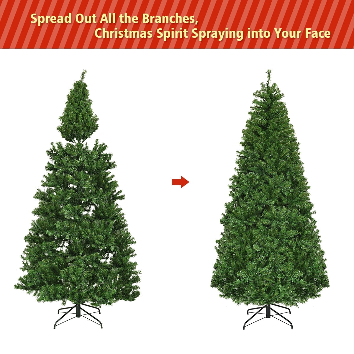 Costway 8Ft Pre-Lit Artificial Christmas Tree Hinged 750 LED Lights