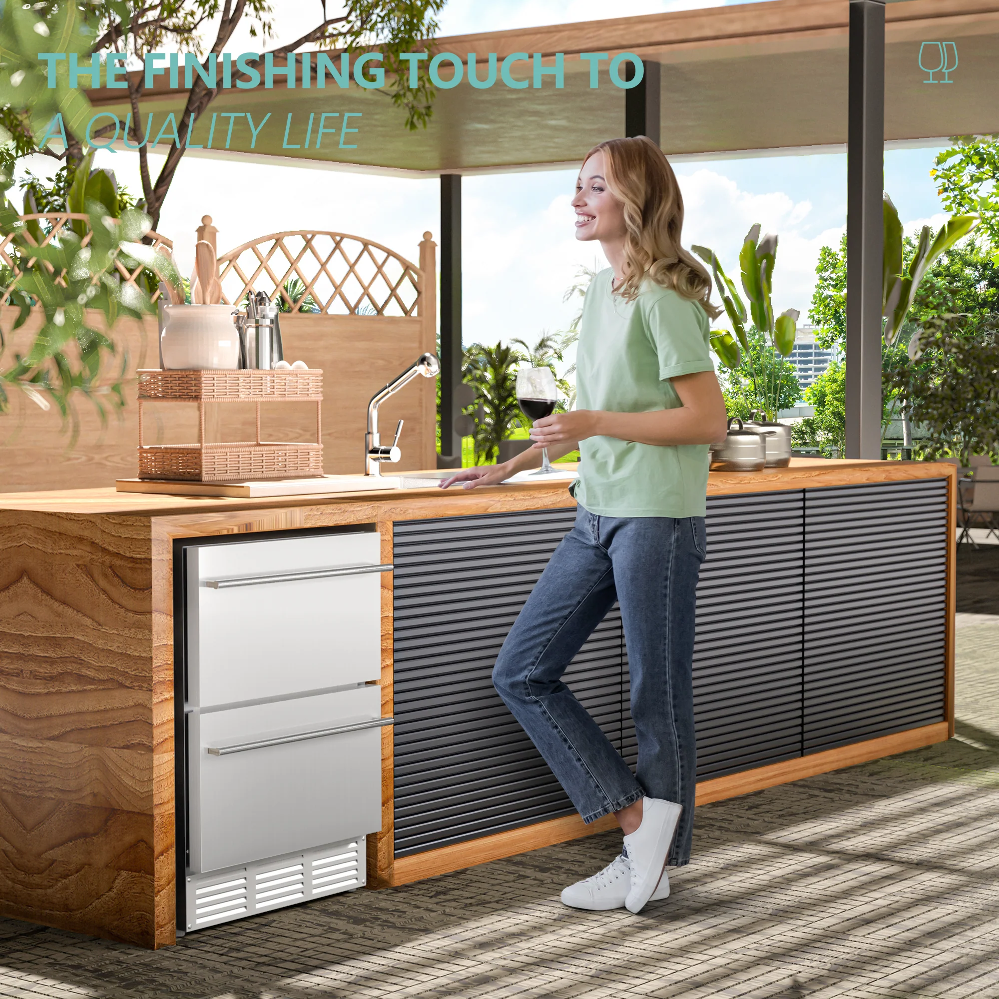 EUHOMY 24 Inch Under Counter Double Drawer Fridge Trustworthy Quality Wine Cooler