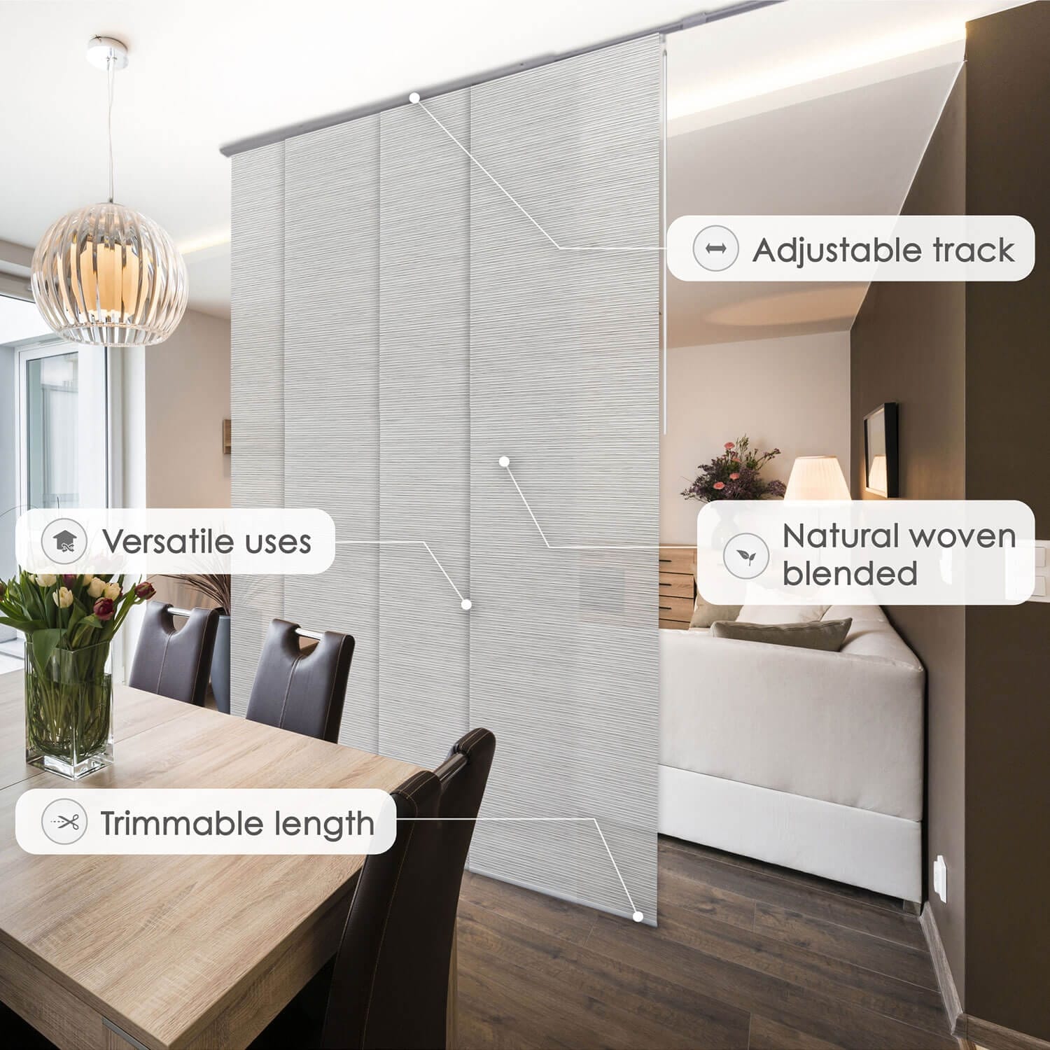 GoDear Design Adjustable Sliding Panel Track Blinds, Vertical Blinds, Classic, 45.8