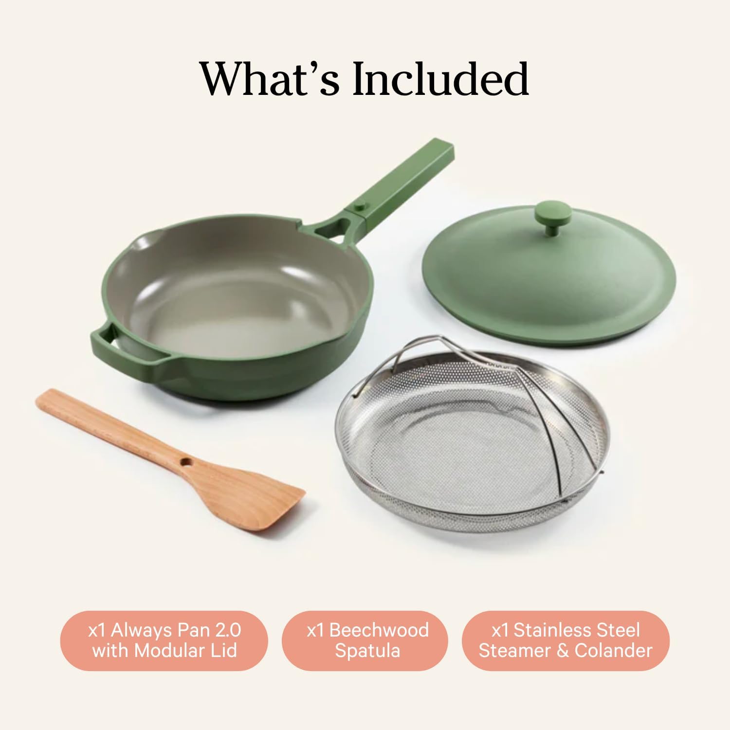 10.5-Inch Ceramic Nonstick Skillet Pan, Toxin-Free with Stainless Steel Handle, Oven Safe Sage