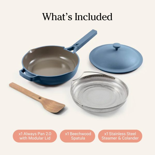 10.5-Inch Ceramic Nonstick Skillet Pan, Toxin-Free with Stainless Steel Handle, Oven Safe Blue Salt