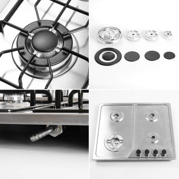 22′′x20′′ Built in Gas Cooktop 4 Burners Stainless Steel Stove with NG/LPG Conversion Kit Thermocouple Protection and Easy to Clean (20Wx22L)