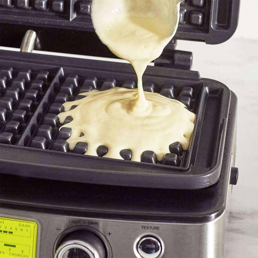 Elite 4-Square Belgian & Classic Waffle Iron, Healthy Ceramic Nonstick Aluminum Dishwasher Safe Plates, Adjustable Shade/Crunch Control, Wont Overflow, Easy Cleanup Breakfast,