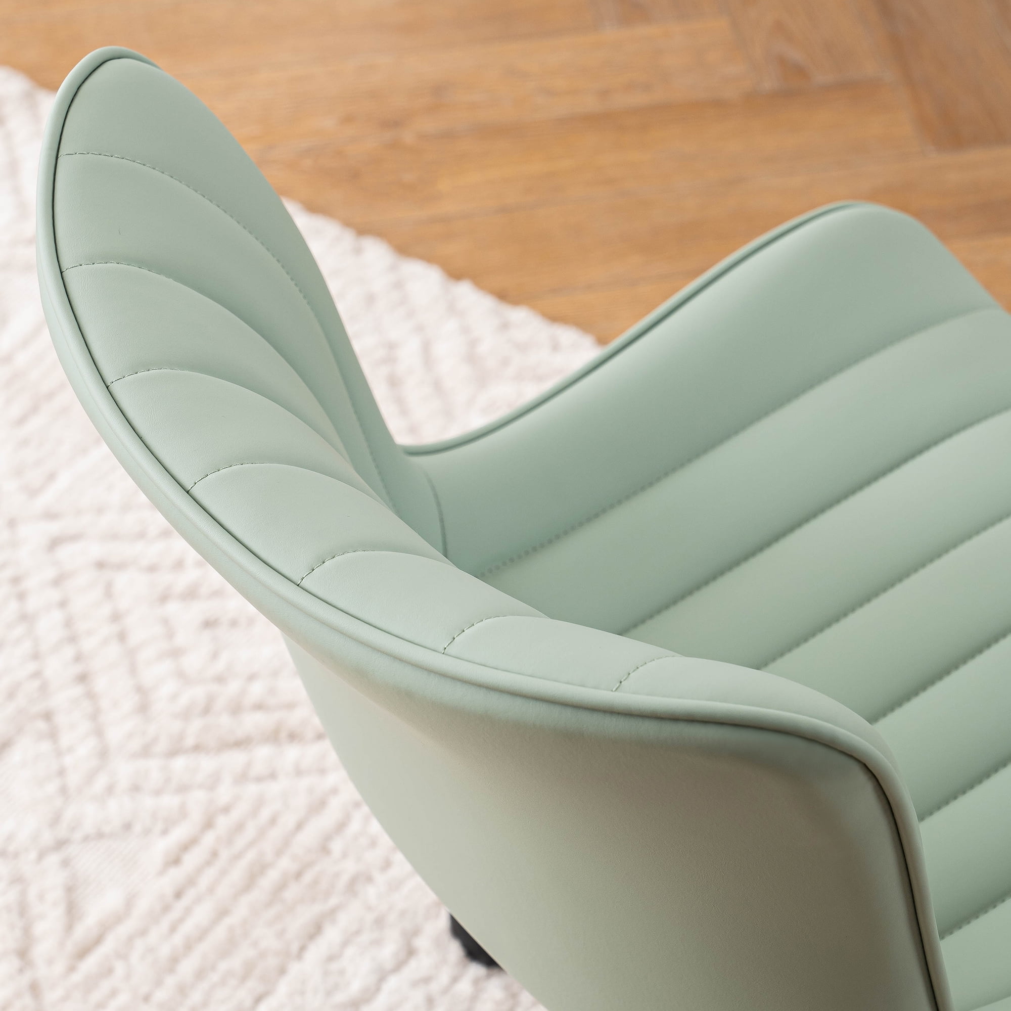 YOUNIKE Cute Armless Office Desk Chair Modern Upholstered Faux Leather Swivel Task Chair, Brown