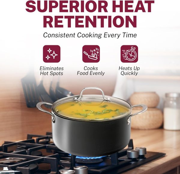 13 Pc Ceramic Pots and Pans Set Non Stick Cookware Set, Kitchen Cookware Sets, Pot and Pan Set, Hard Anodized Ceramic Cookware Set, Nonstick Cookware Set, Dishwasher Safe