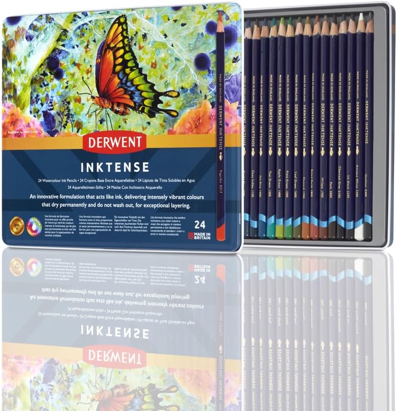 Pencils Art Set, 100 Permanent Watercolor Pencils Set in Tin, Premium Colored Pencils for Adults, Water-Soluble Indelible Pencil Collection, 4mm Core, Professional Quality (2306130)