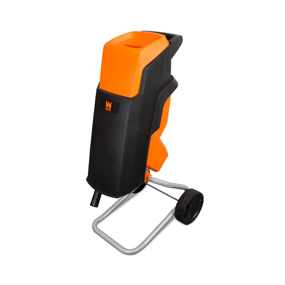 Wen 15-Amp Electric Wood Chipper Shredder with 1.5-Inch Capacity, 8000 Cuts/Min, Rolling Wheels