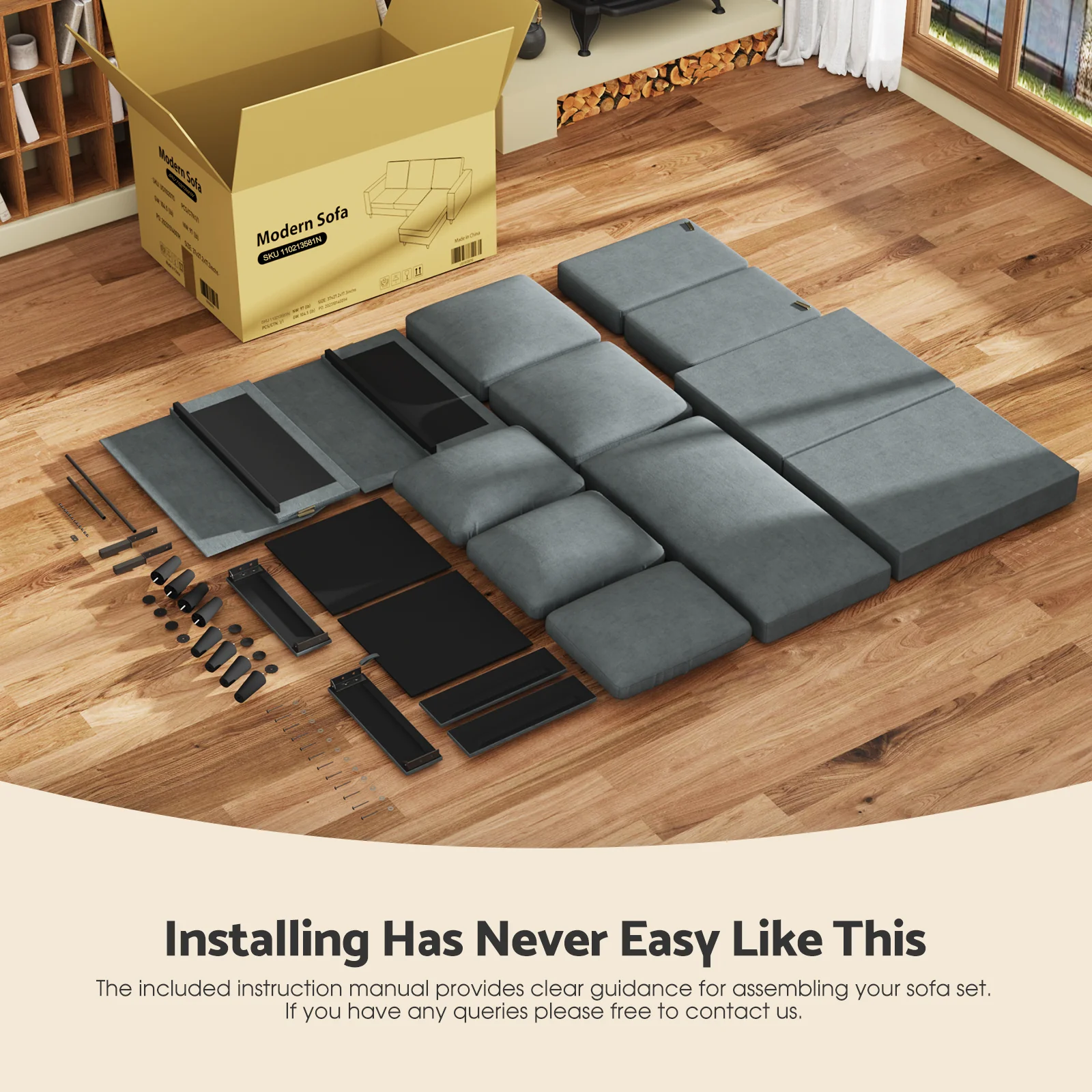 3 Seater Sofa Lounge Set Gery