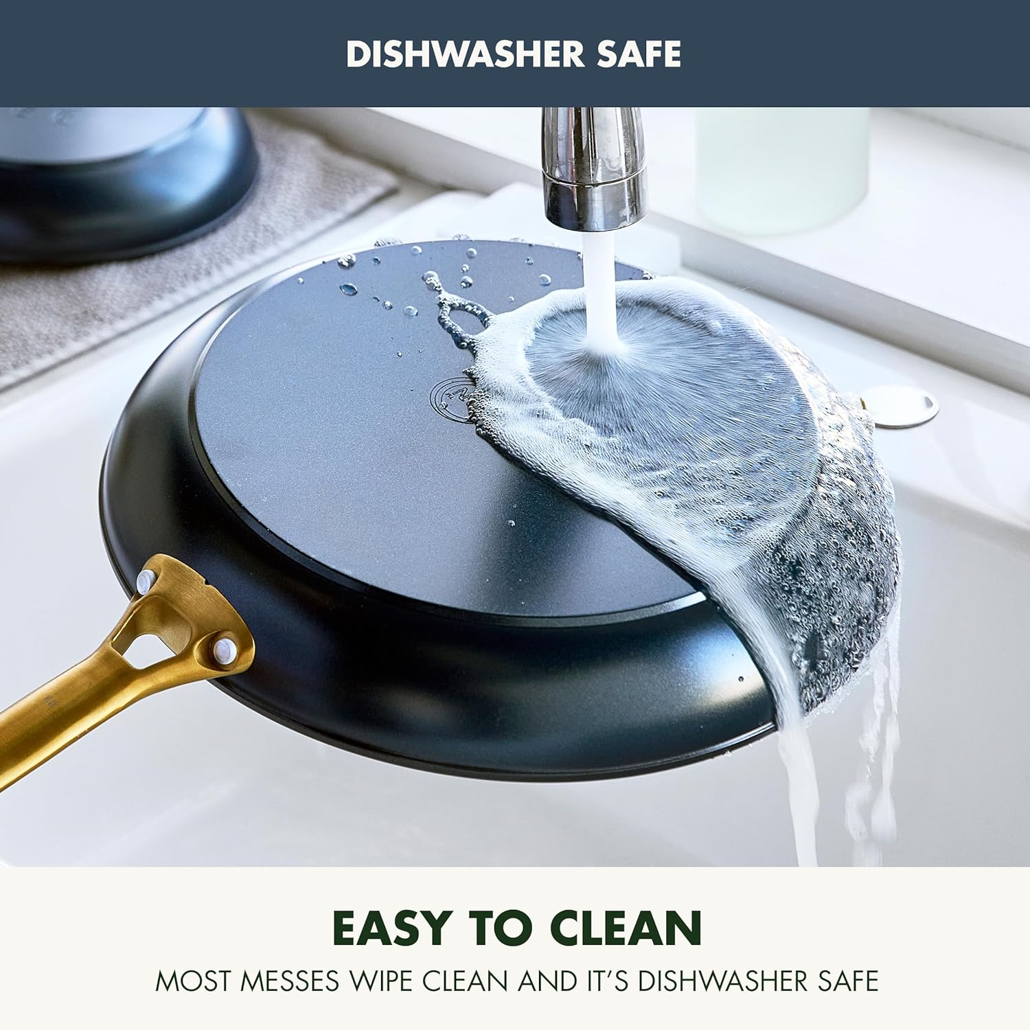 Reserve Hard Anodized Healthy Ceramic Nonstick 10 Piece Cookware Pots and Pans Set, Gold Handle, PFAS-Free, Dishwasher Safe, Oven Safe, Black