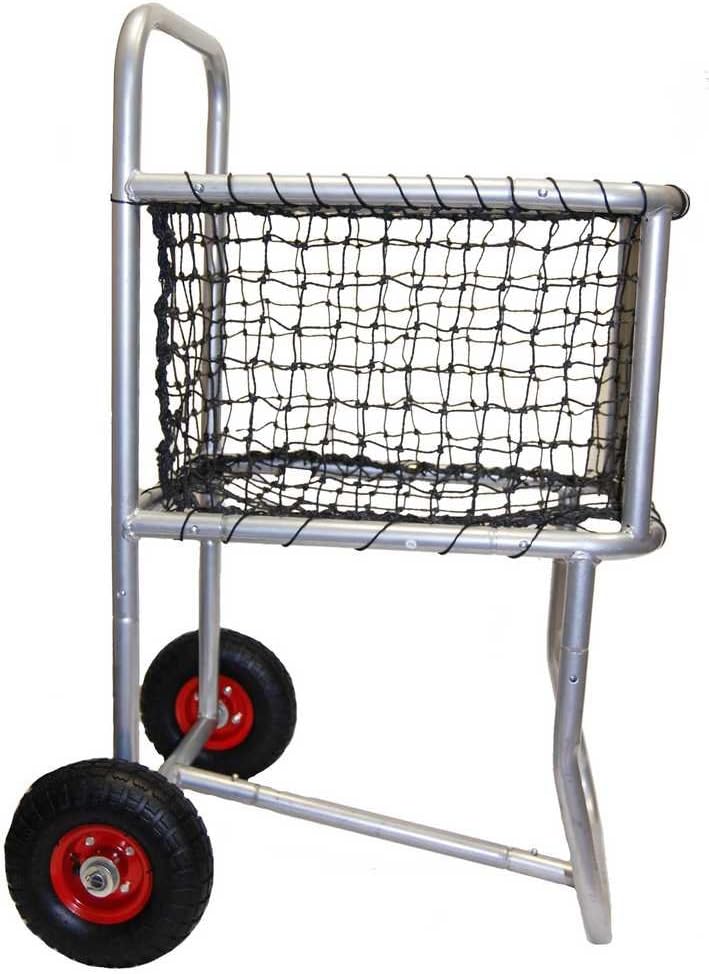 Black Steel Rolling Sports Ball Cart – Baseball Storage Rack, Holds 300 Balls, Indoor/Outdoor Use, 18′′x24′′x45′′, Ideal for Gym & School