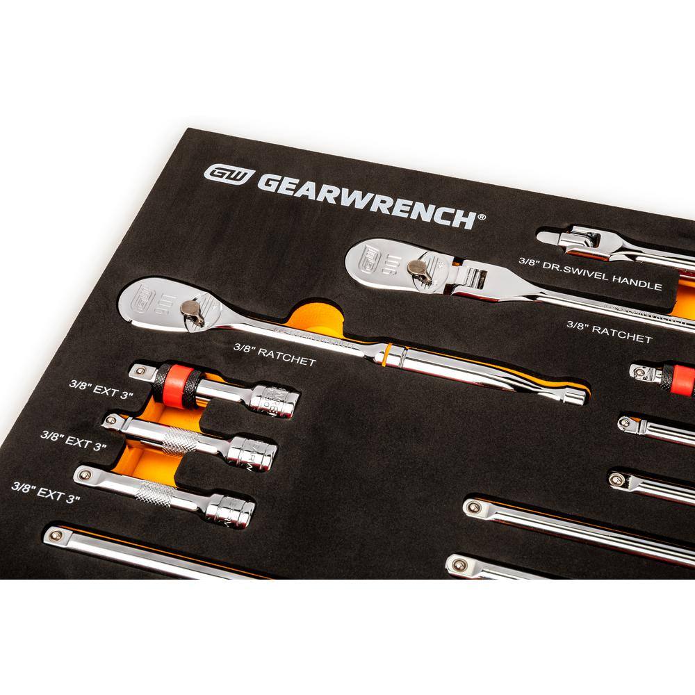 1006452353 3/8 in. Drive 90-Tooth Ratchets and Drive Tool Set in EVA Foam Tray (17-Piece)
