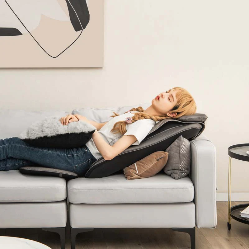 Rolling Shiatsu Full Back Massager Chair Pad Massage Seat Cushion with Heat & Vibration, Removable Neck Pillow & Back Flap