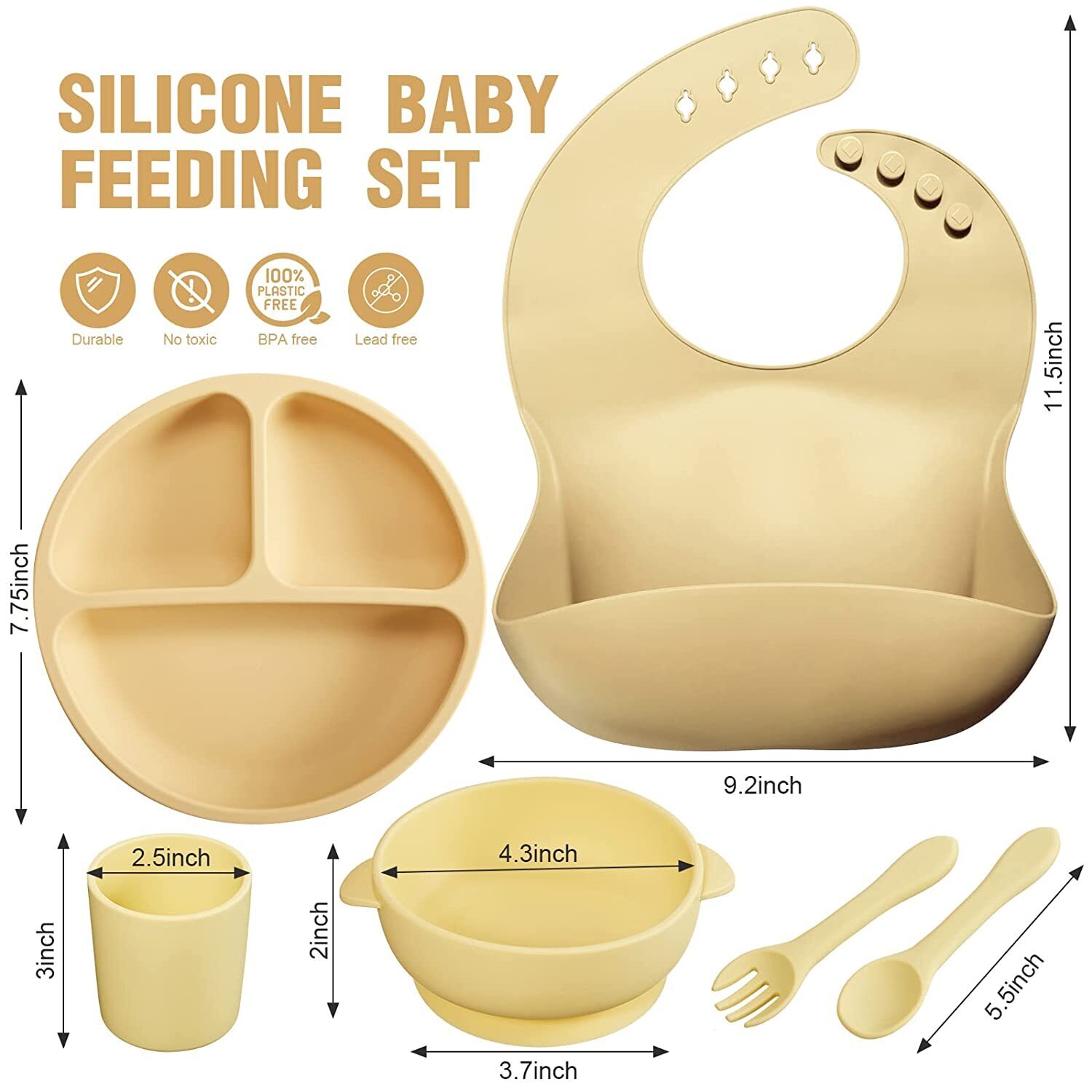 Silicone Baby Feeding Set by [Brand] – 12-Piece, Includes Bibs, Plates, Bowls, Utensils, Cups, Safe & Durable