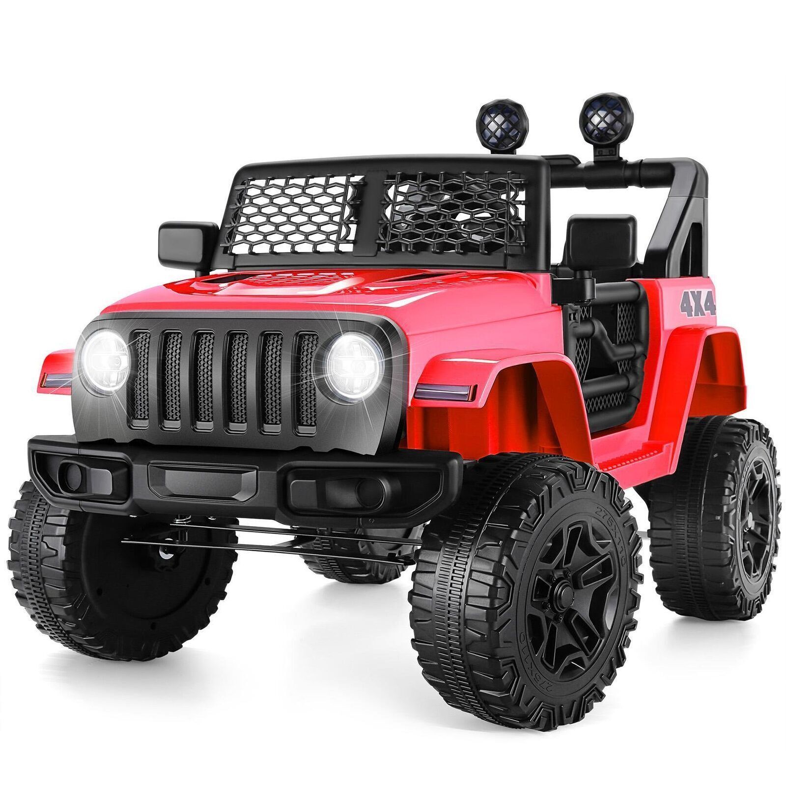 12V Kids Ride on Truck Car w/LED Lights,Parent Remote Control Spring Suspension/