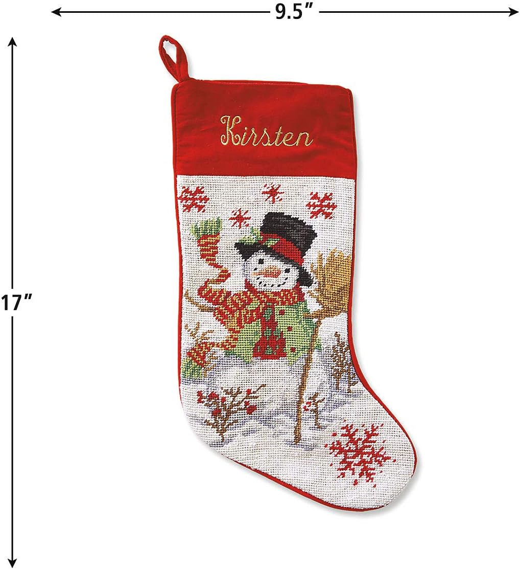 Lillian Vernon Personalized Needlepoint Reindeer Stocking - Heirloom Christmas Stocking, 100% Wool, 9.5” W x 17” L