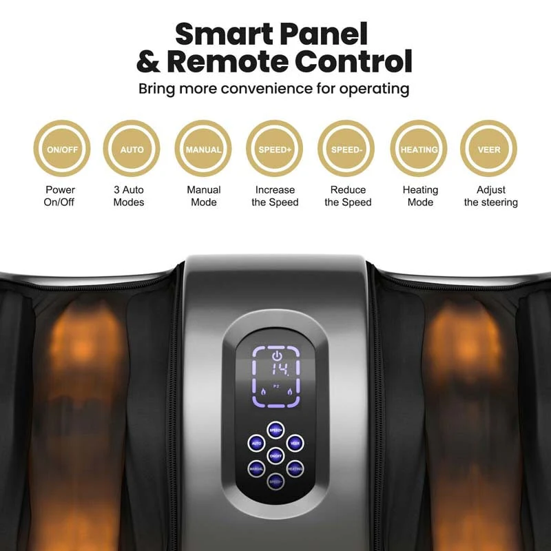 Shiatsu Foot Massager with Heat & Remote, Kneading & Rolling Feet/Leg/Calf/Arm/Ankle Electric Massage Machince