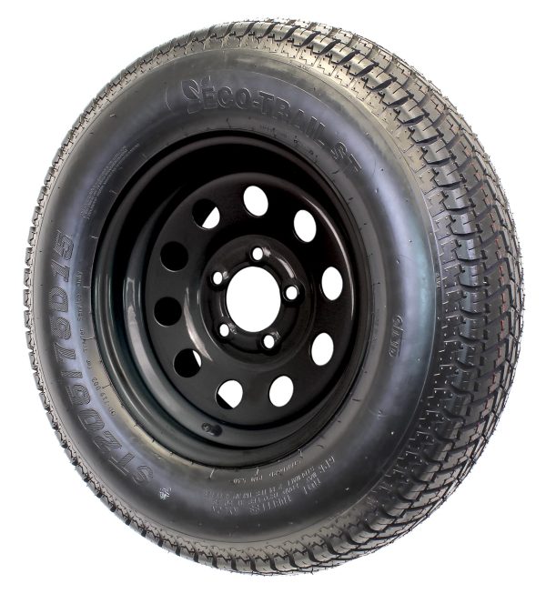 2-Pack Trailer Tire On Black Wheel Modular Rim ST205/75D15 LRC 5 Lug On 4.5 15 x 5