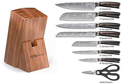 Yatoshi 7 Knife Block Set – Pro Kitchen Knife Set Ultra Sharp High Carbon Stainless Steel with Ergonomic Handle