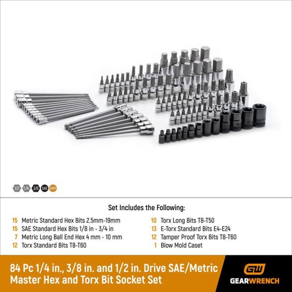 1003015073 1/4 in., 3/8 in. and 1/2 in. Drive SAE/Metric Master Hex and Torx Bit Socket Set (84-Piece)