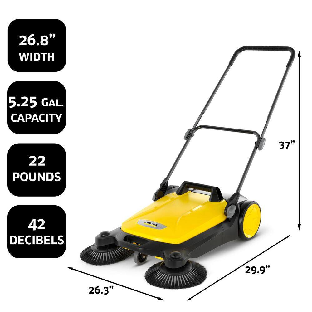 1.766-361.0 S 4 Twin Walk-Behind Outdoor Hand Push Sweeper 5.25 Gal. Capacity