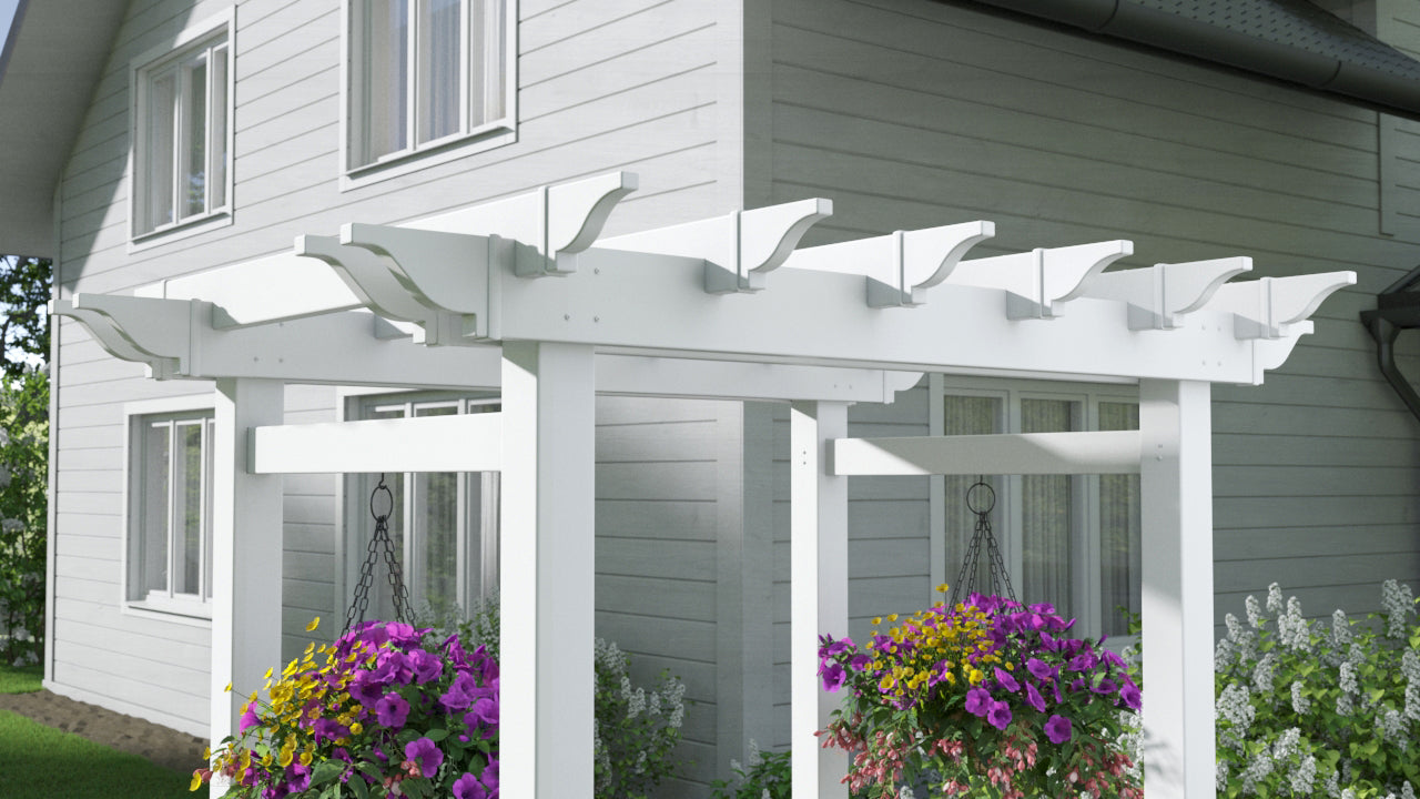 Vita 63′′L x 46′′W x 91′′H Springport Vinyl Arbor, White, VA68146