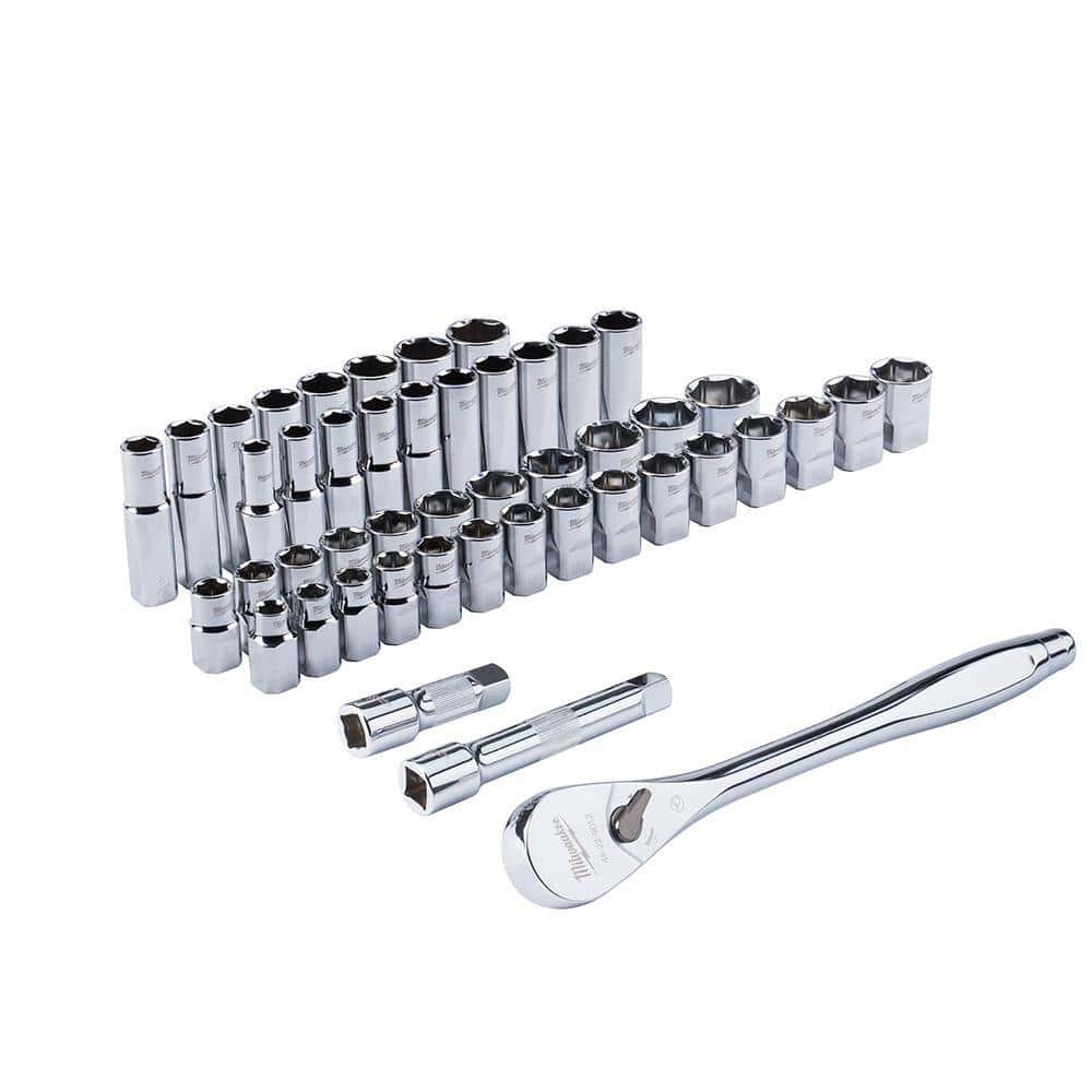 1/2 in. Drive SAE/Metric Ratchet and Socket Mechanics Tool Set with 1/2 in. Drive 18 in. Extended Ratchet (48-Piece)