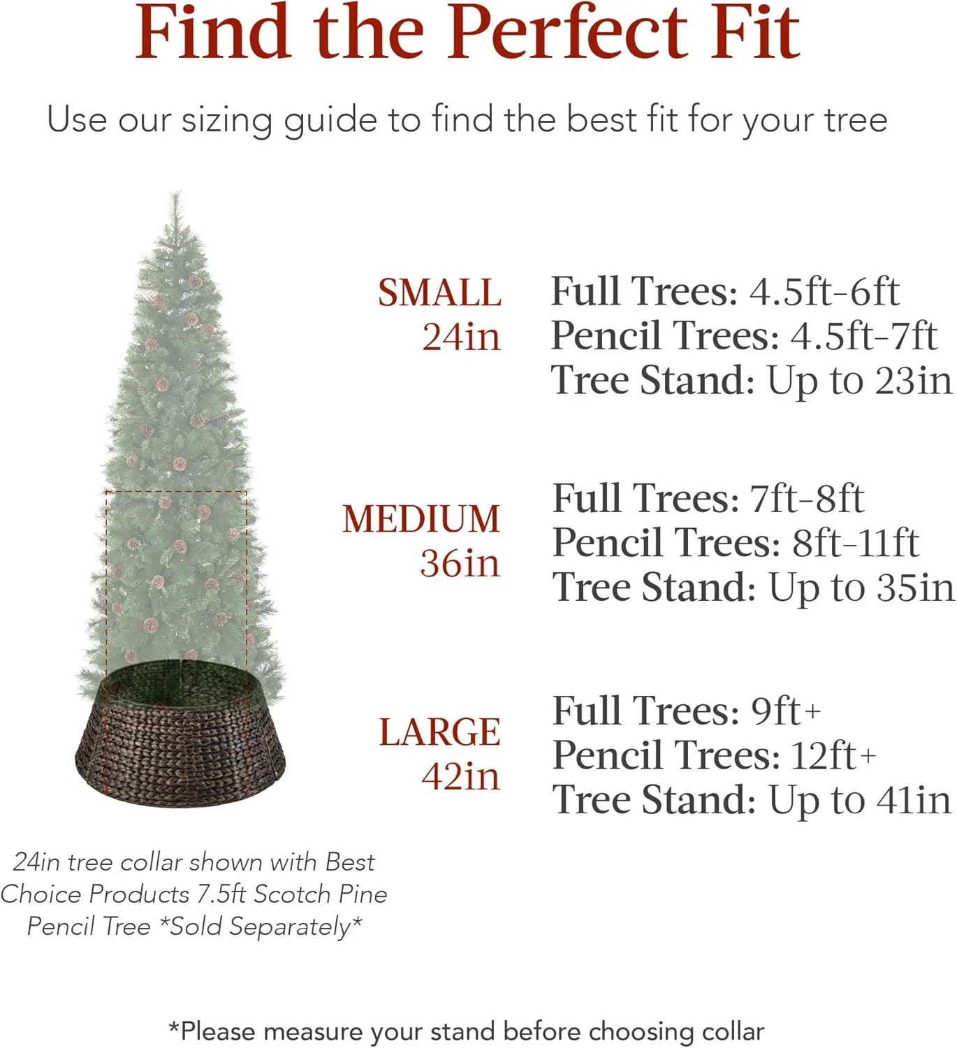 Best Choice Products 36in Christmas Tree Collar, Woven Hyacinth 3-Piece Holiday Rattan Tree Skirt Accessory for Home w/Cord Cut-Out - Washed White