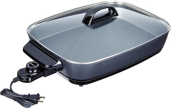 06858 Slimline Skillet with Glass Cover Electric, 16 Inch, Black