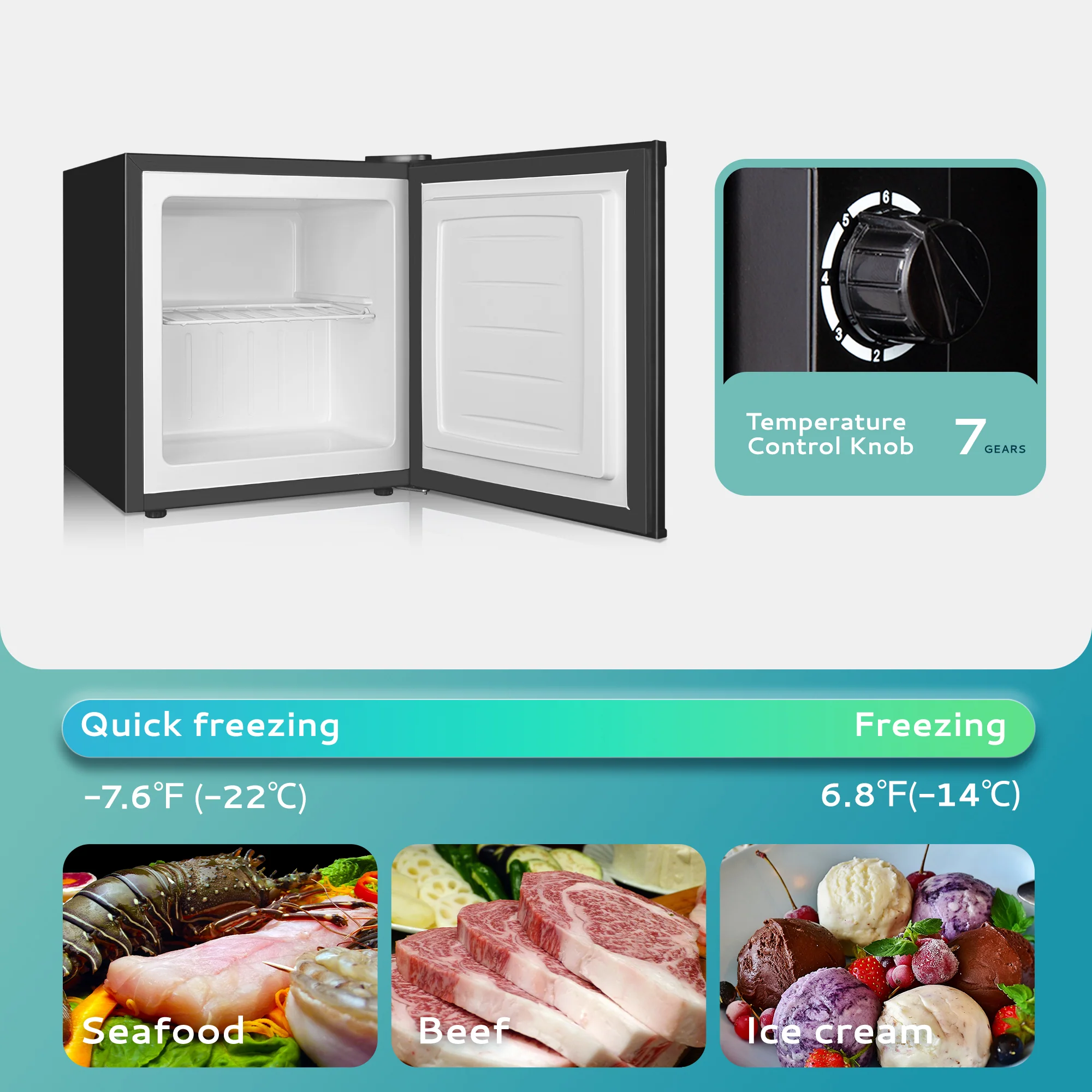 EUHOMY Compact Mini Freezer, Upright freezer Rapid Cooling