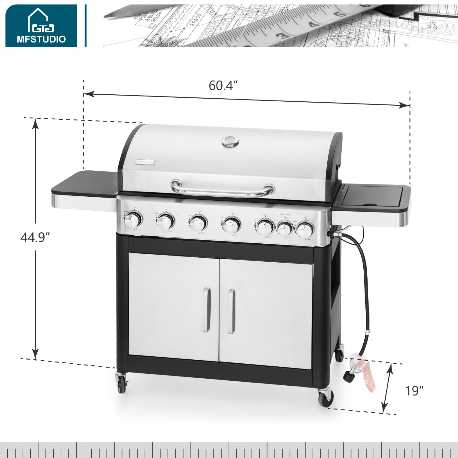 Summit Living 4 Burner Propane Gas Grill with Side Burner Stainless Steel