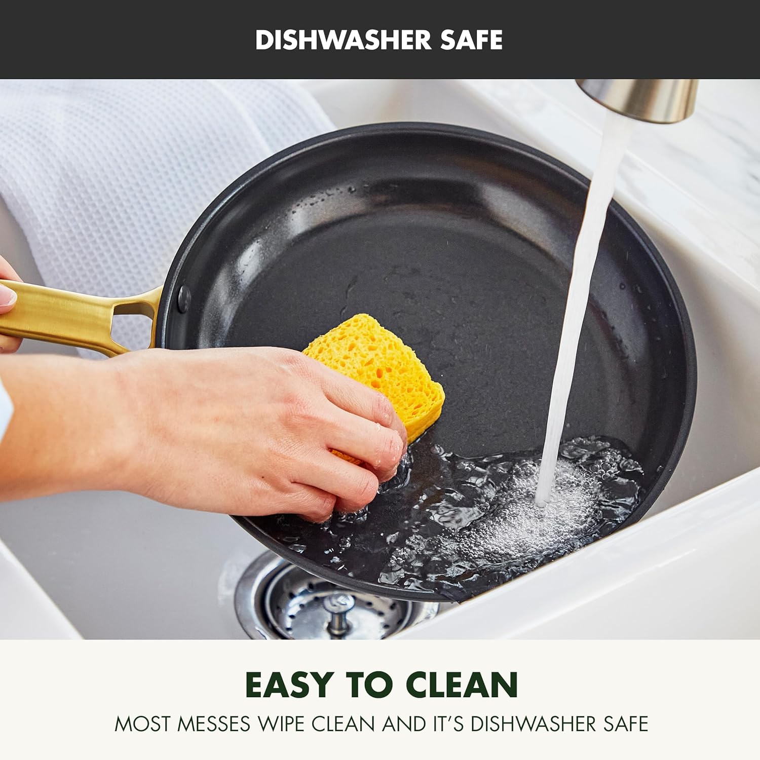 Reserve Hard Anodized Healthy Ceramic Nonstick 10 Piece Cookware Pots and Pans Set, Gold Handle, PFAS-Free, Dishwasher Safe, Oven Safe, Black