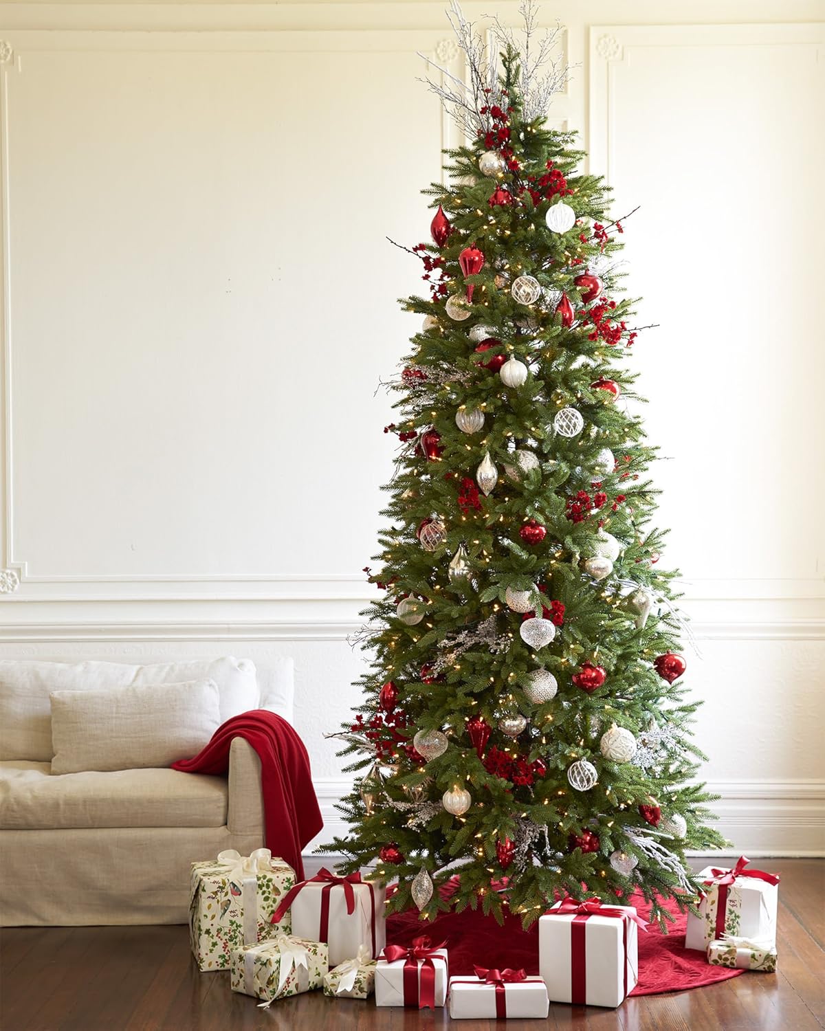 Balsam Hill Lancaster Wedding Ring Quilted Tree Skirt, 72 inches, Cardinal Red