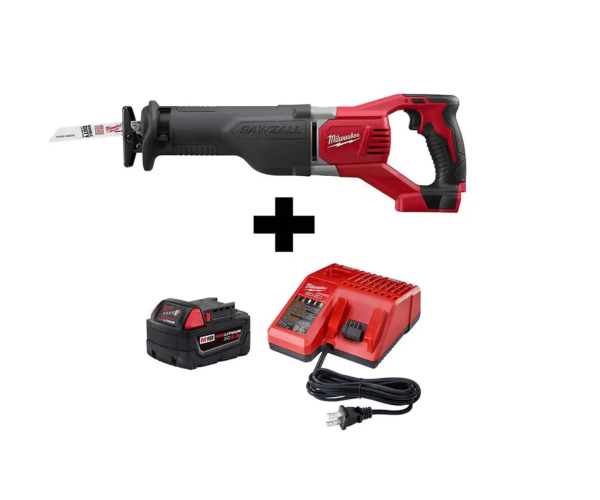 2621-20-48-59-1850 M18 18V Lithium-Ion Cordless  Reciprocating Saw with M18 Starter Kit (1) 5.0Ah Battery and Charger