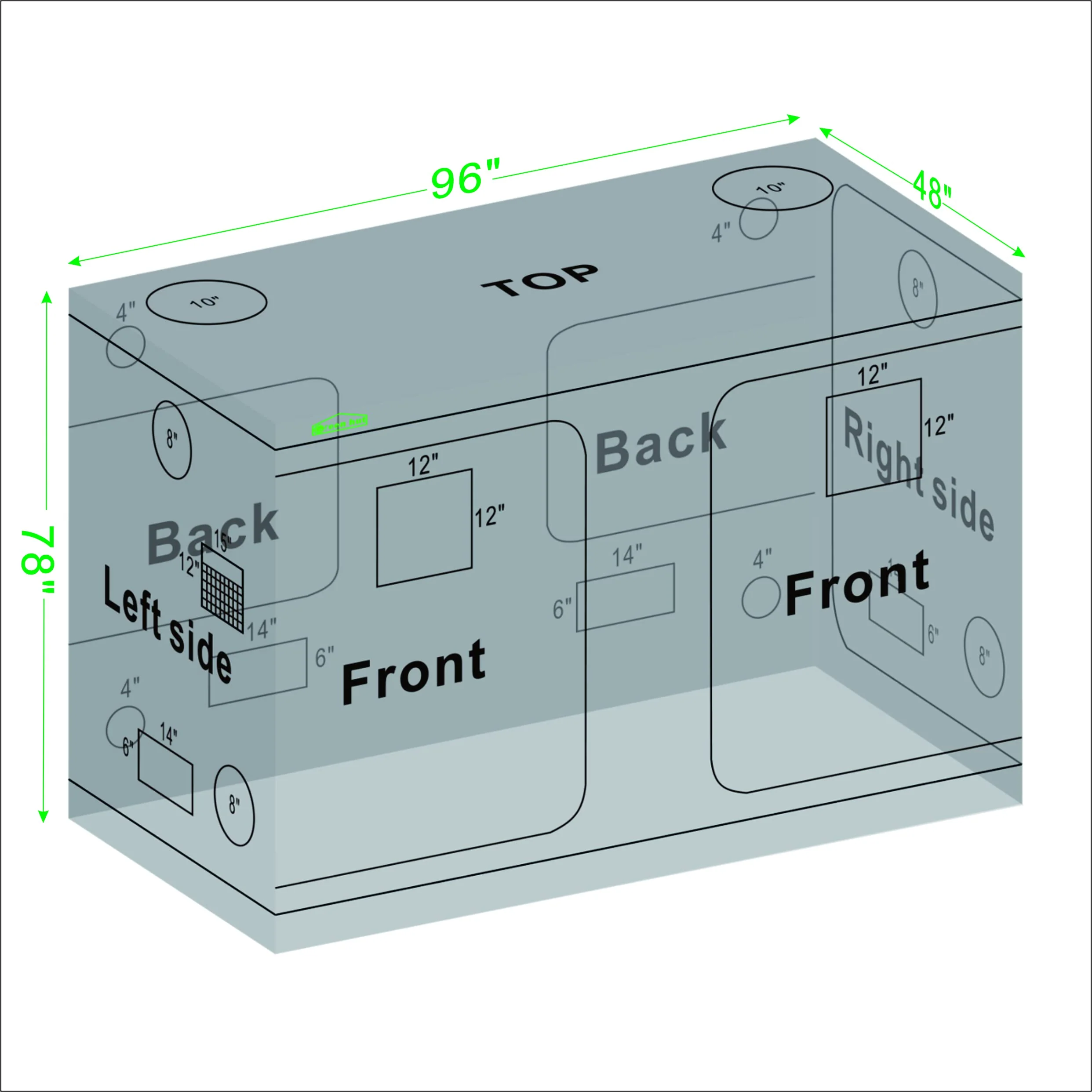 Green hut Grow Tent 96