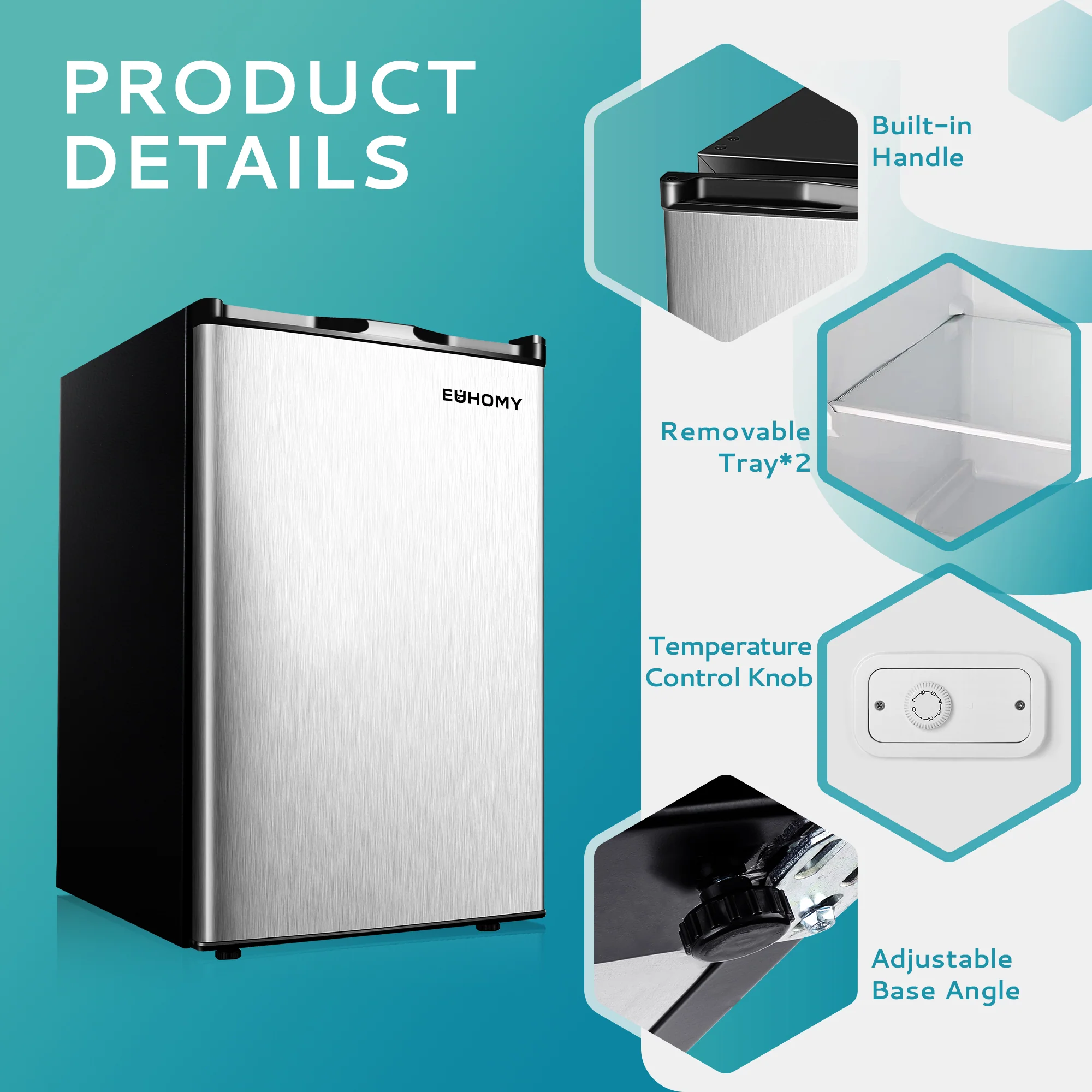 EUHOMY Compact Mini Freezer, Upright freezer Rapid Cooling