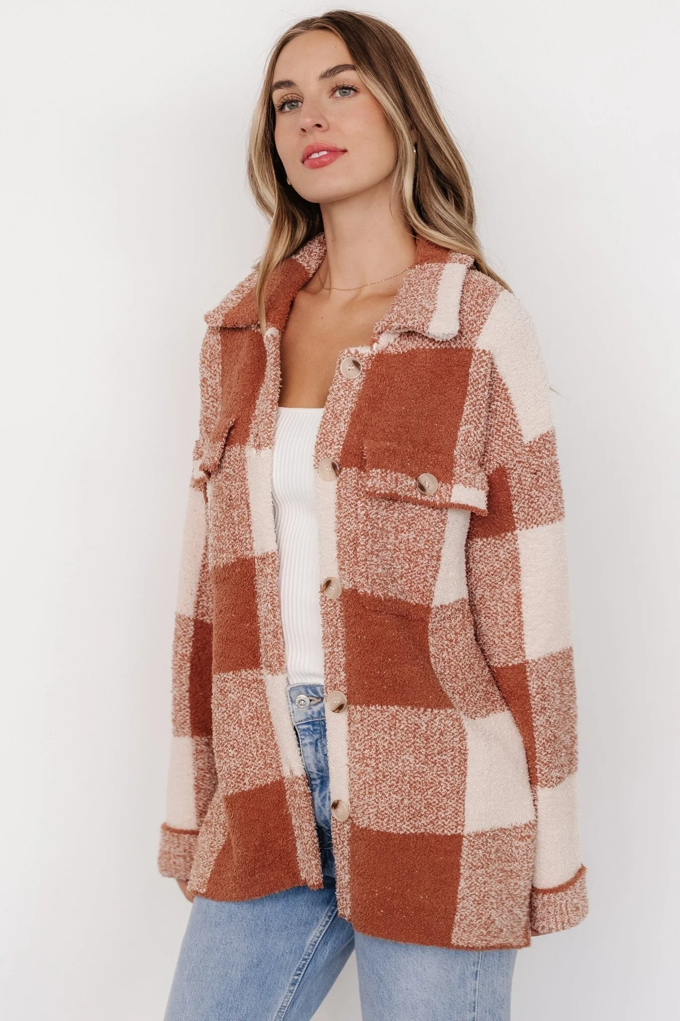 Crosby Knit Shacket | Copper + Ivory