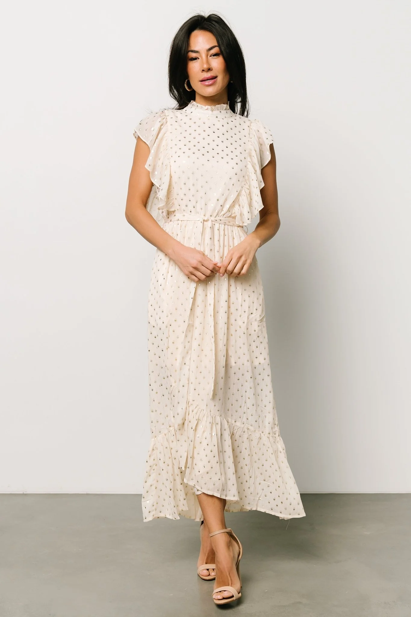 Jerika Midi Dress | Natural + Gold