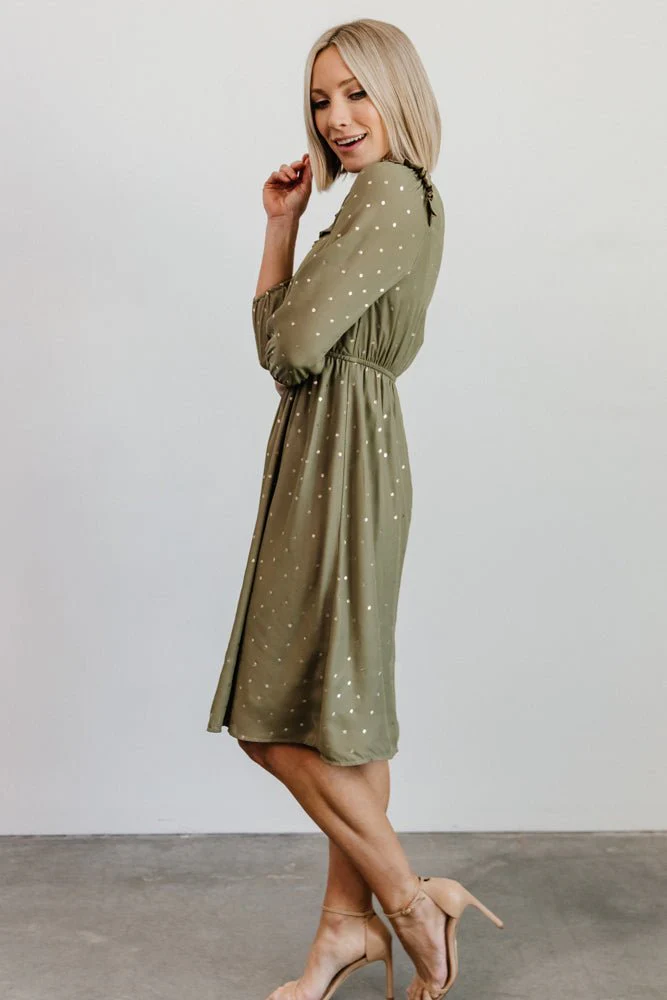 Nixon Pintuck Ruffle Midi Dress | Green