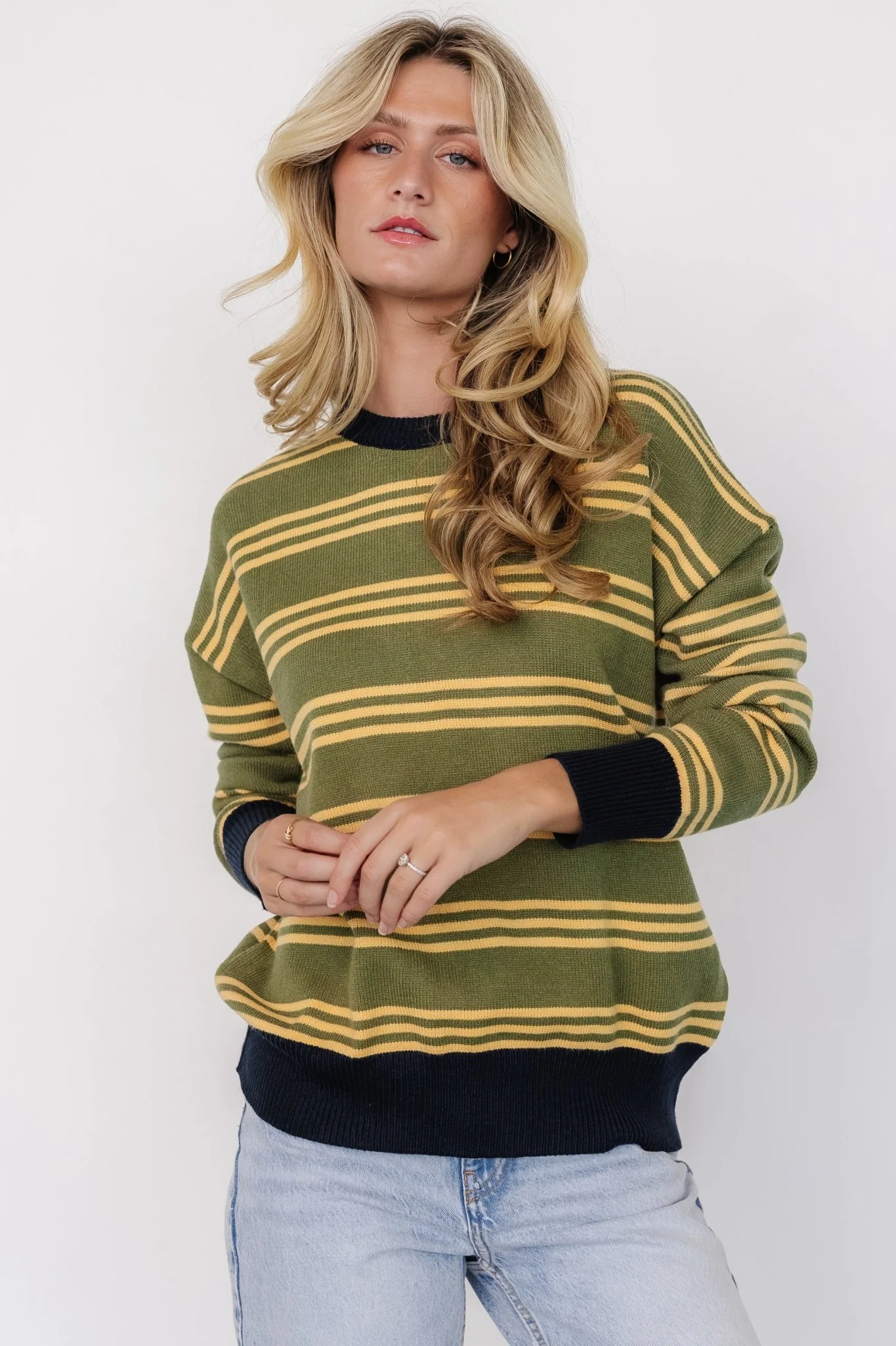 Thomas Striped Sweater | Olive Multi