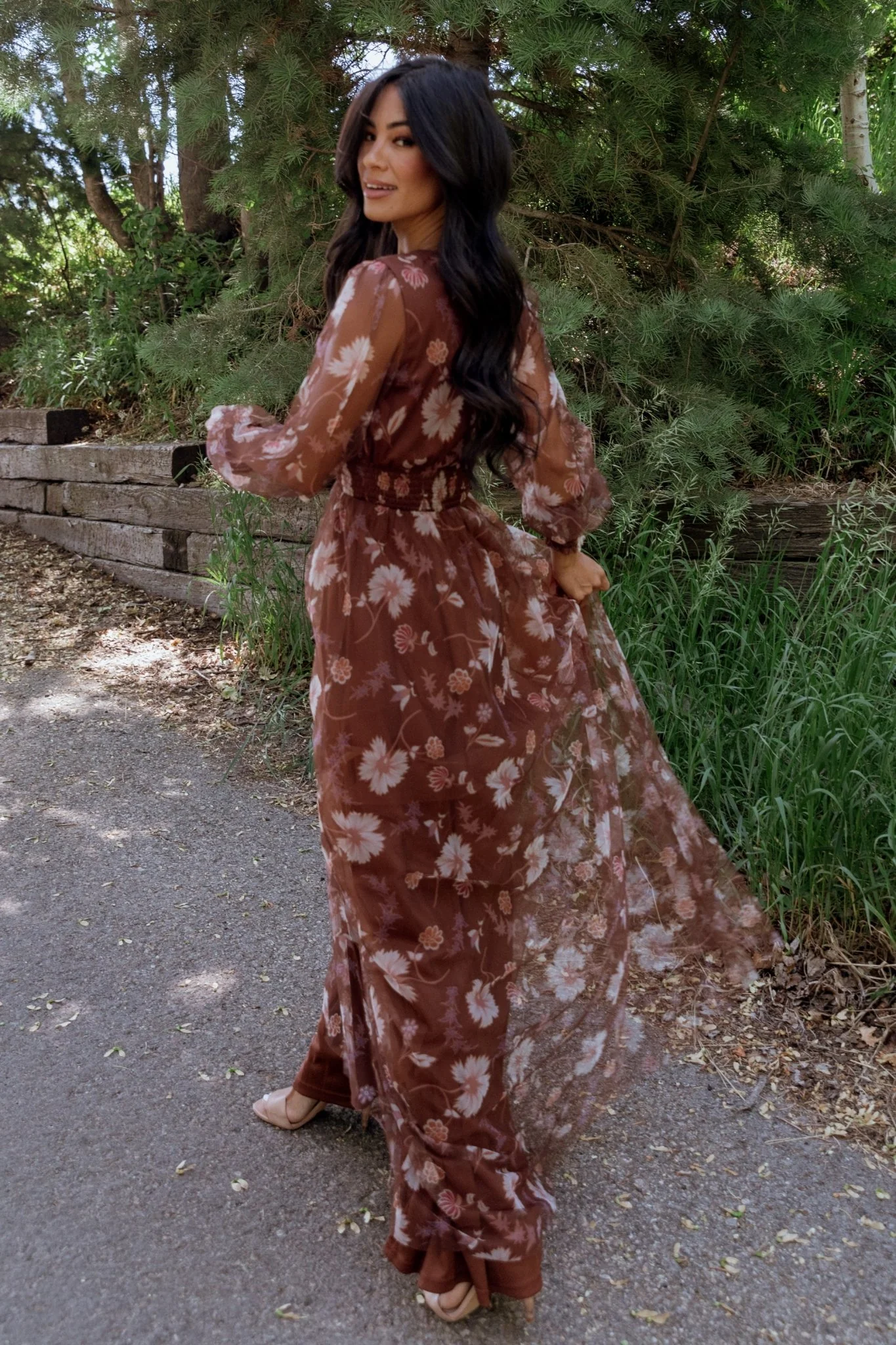 Layla Tulle Maxi Dress | Chestnut Floral